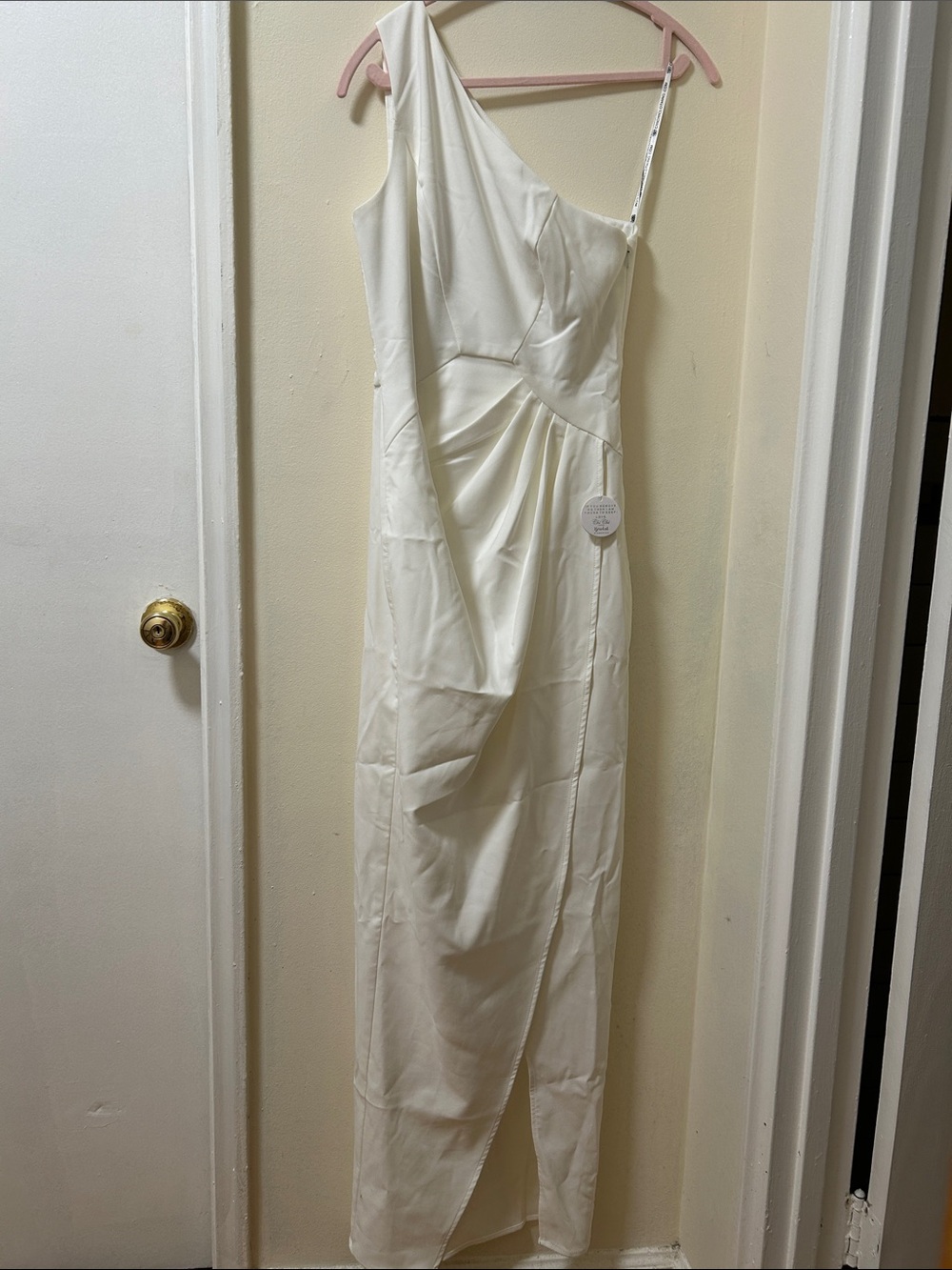 Bridal One-Shoulder White Wrap Maxi Dress